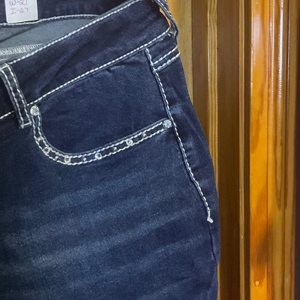 Women’s Dark Blue Boot Cut Jeans with Contrast Stitching - Picture 3 of 6